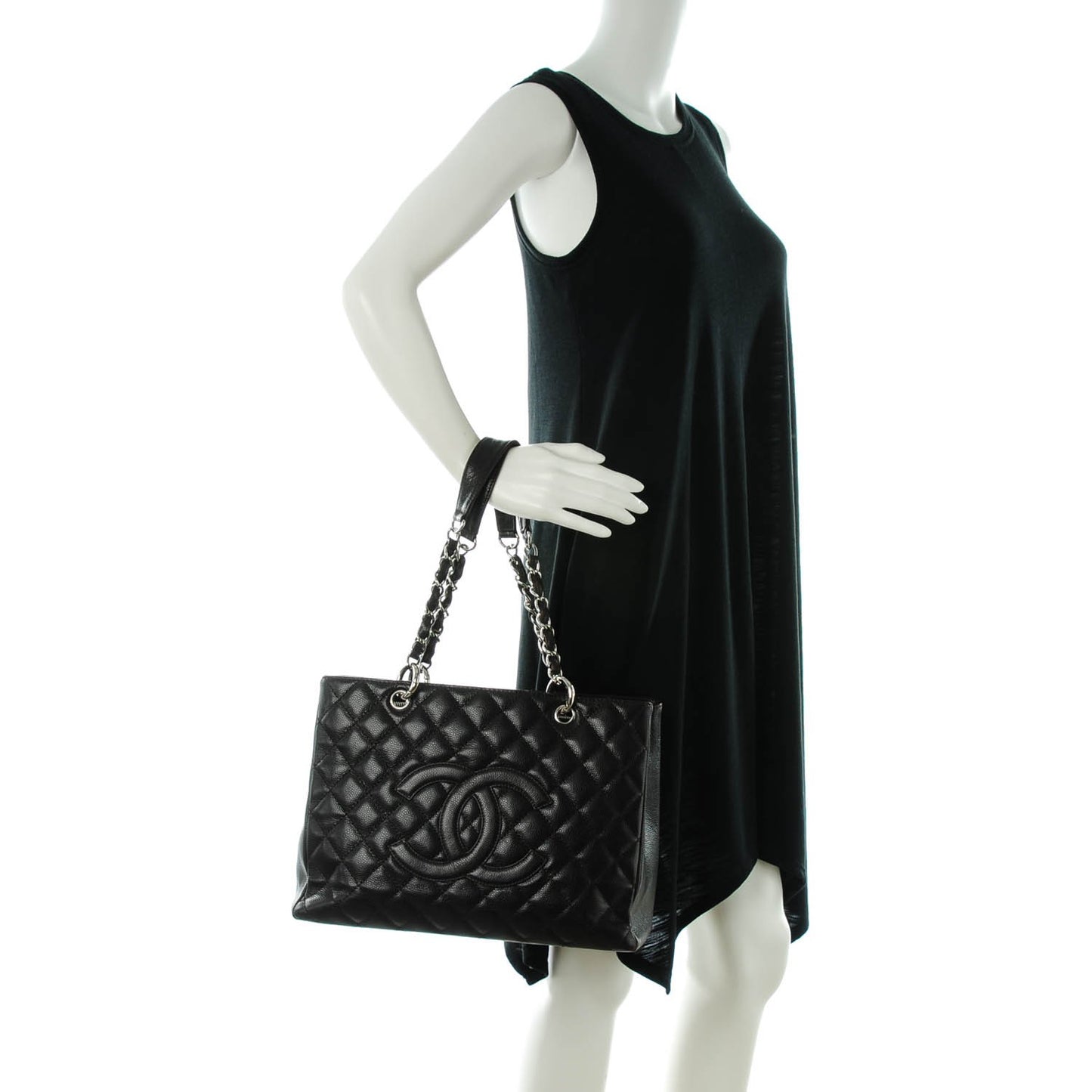 Caviar Quilted Grand Shopping Tote GST Dark Brown