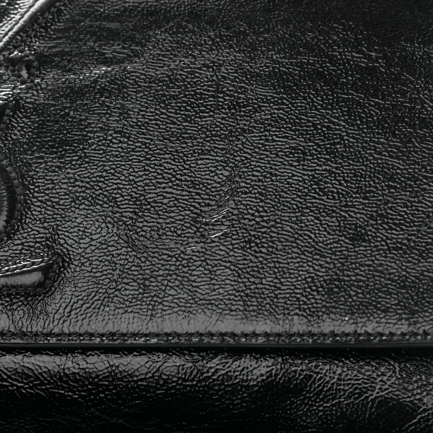 Textured Patent Monogram Large Belle De Jour Clutch Black