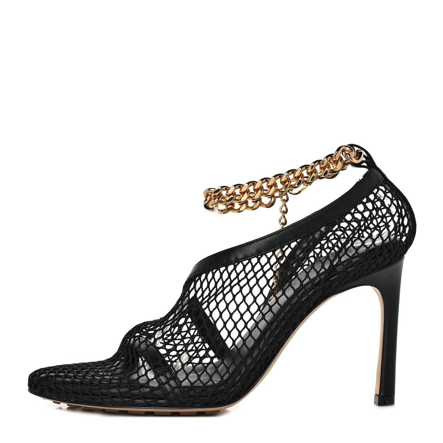 Bottega Veneta Mesh Nappa Chunky Chain Sandals 36 Black 1 of 9