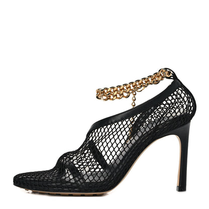 Bottega Veneta Mesh Nappa Chunky Chain Sandals 36 Black 1 of 9