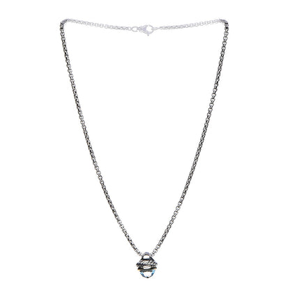 David Yurman Sterling Silver 14K Yellow Gold Blue Topaz 10mm Acorn Pendant Necklace 3 of 6