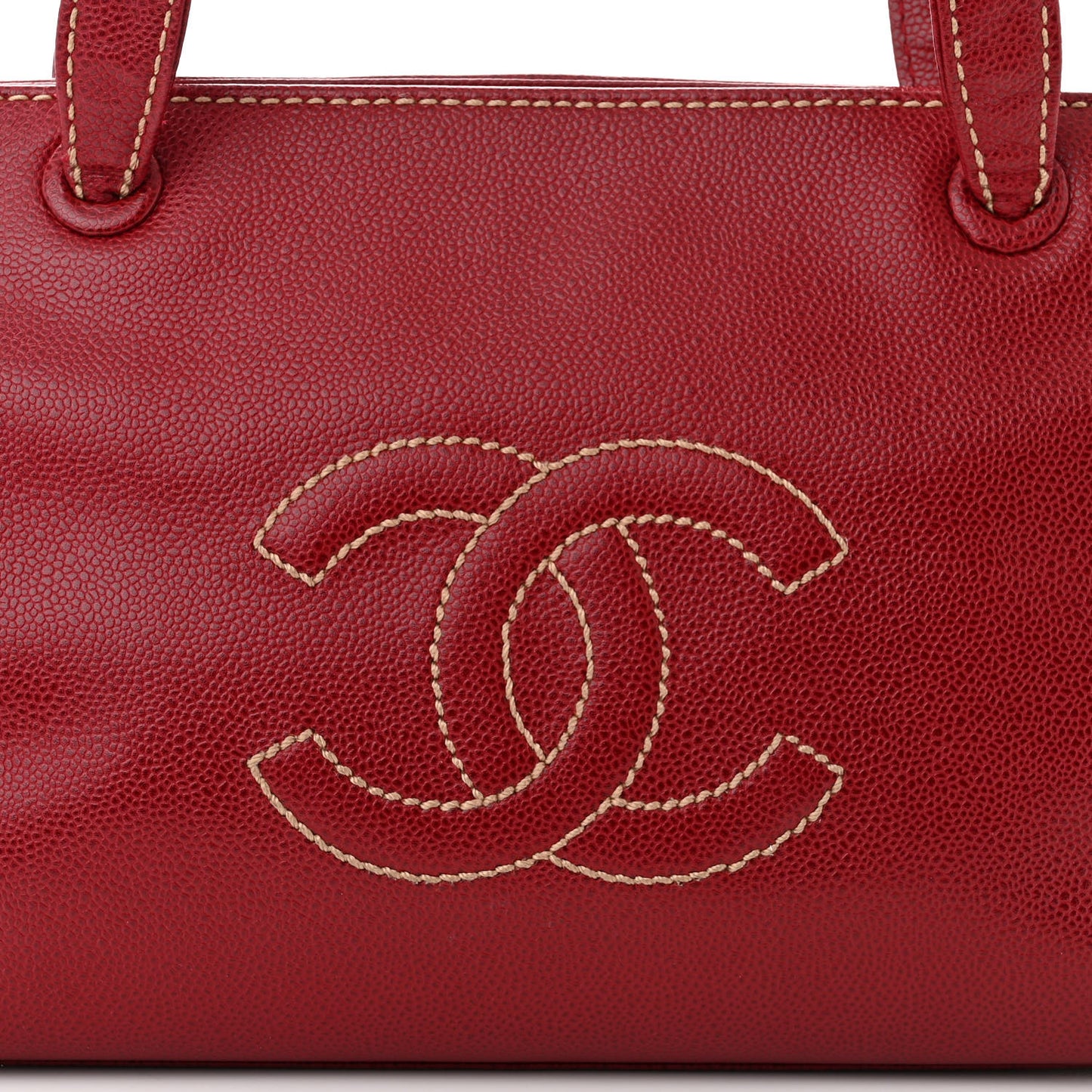 Caviar CC Stitched Tote Red