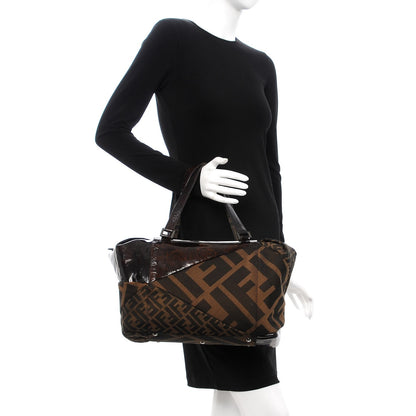 Fendi Patent Zucca To You Satchel Tobacco 2 of 15