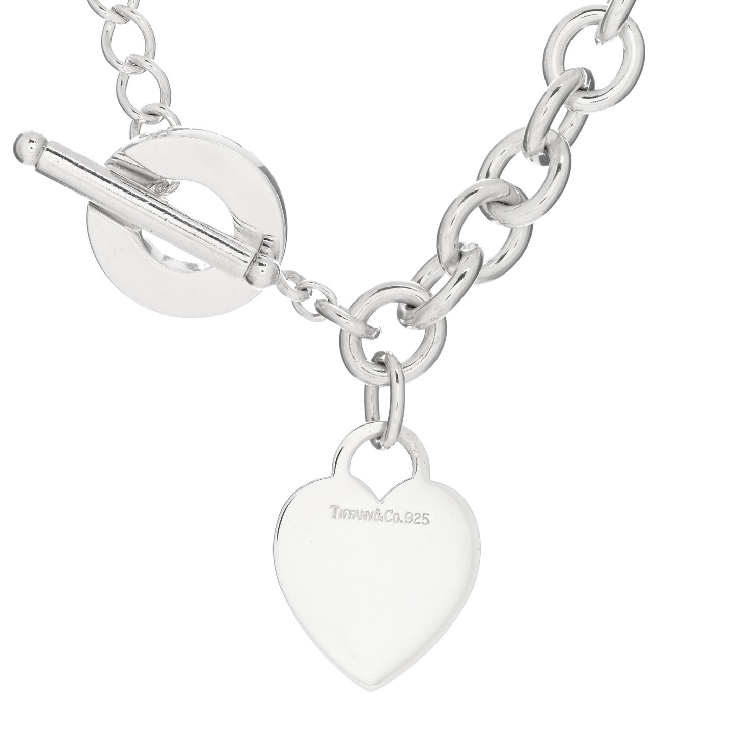Sterling Silver Heart Tag Toggle Necklace