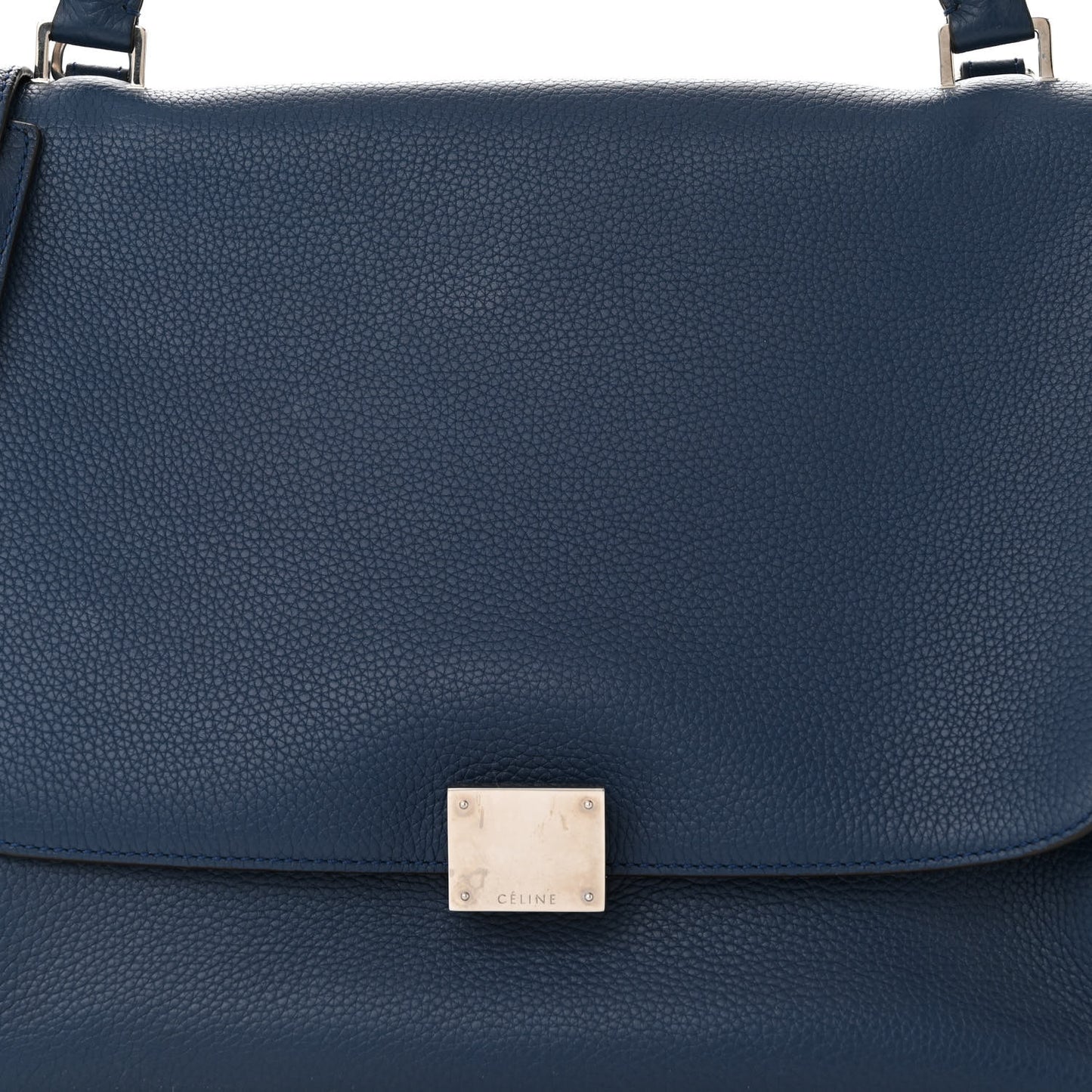 Drummed Calfskin Suede Medium Trapeze Navy Blue