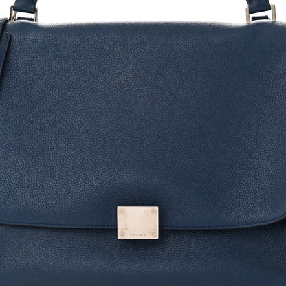 Celine Drummed Calfskin Suede Medium Trapeze Navy Blue 7 of 9