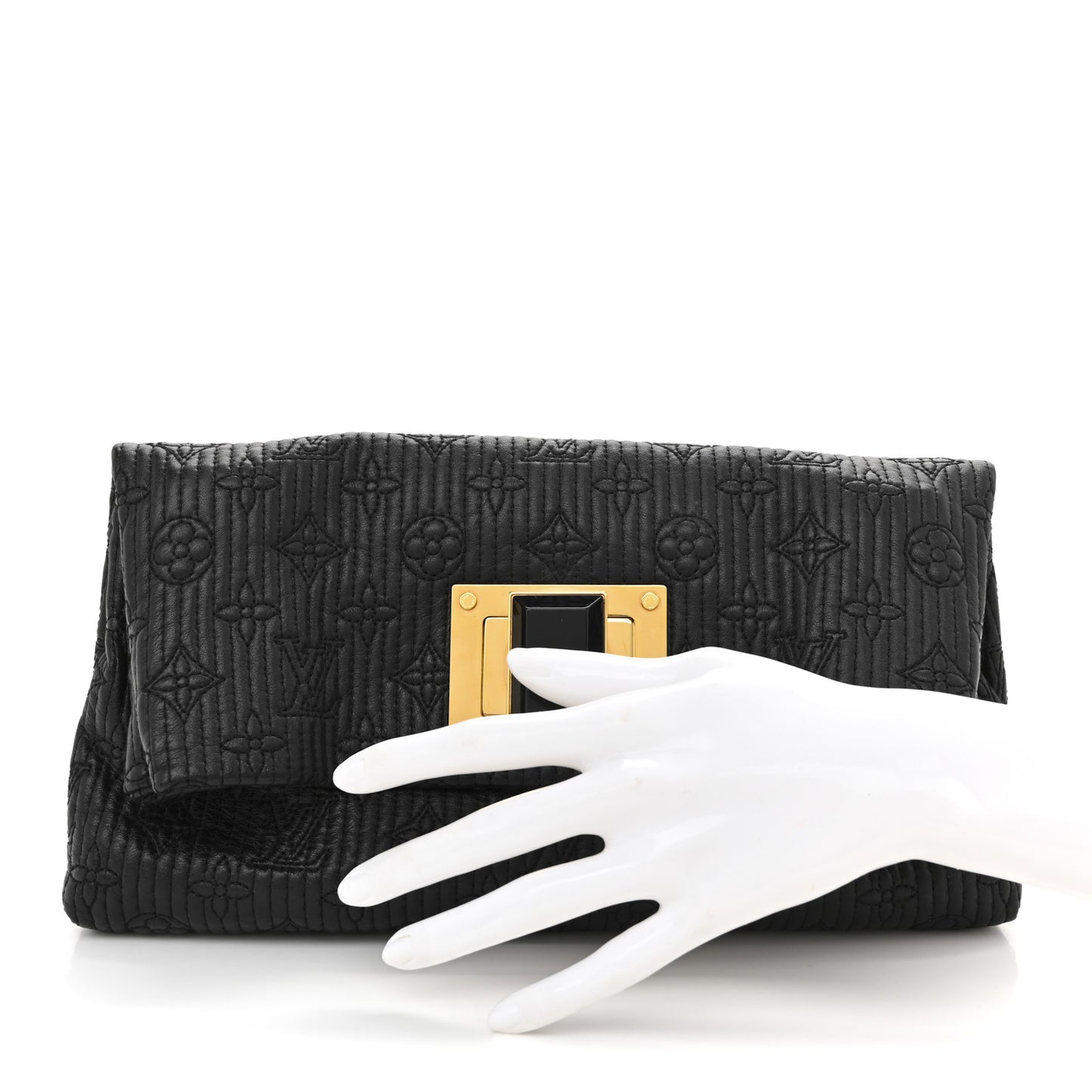 Calfskin Quilted Monogram Altair Clutch Black