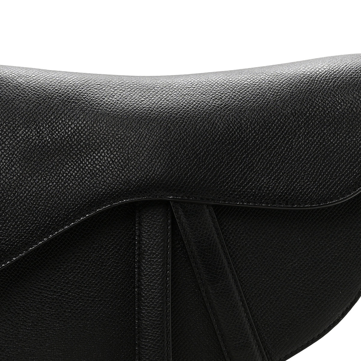Grained Calfskin Saddle Bag Black