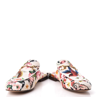 Gucci Canvas Garden Print Princetown Slippers 38 Ivory Multicolor 5 of 14