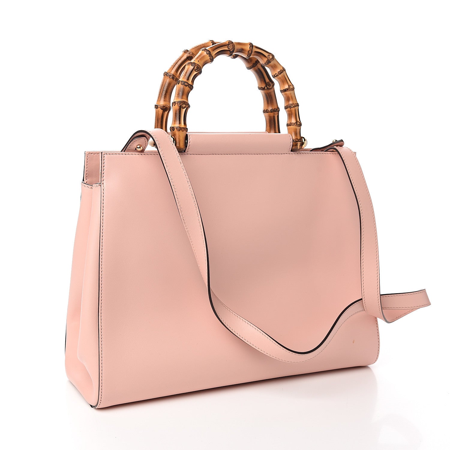 Gucci Nappa Bamboo Medium Nymphaea Top Handle Bag Perfect Pink 2 of 10