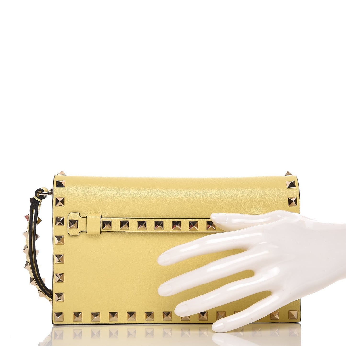 Nappa Small Rockstud Wristlet Clutch Light Yellow