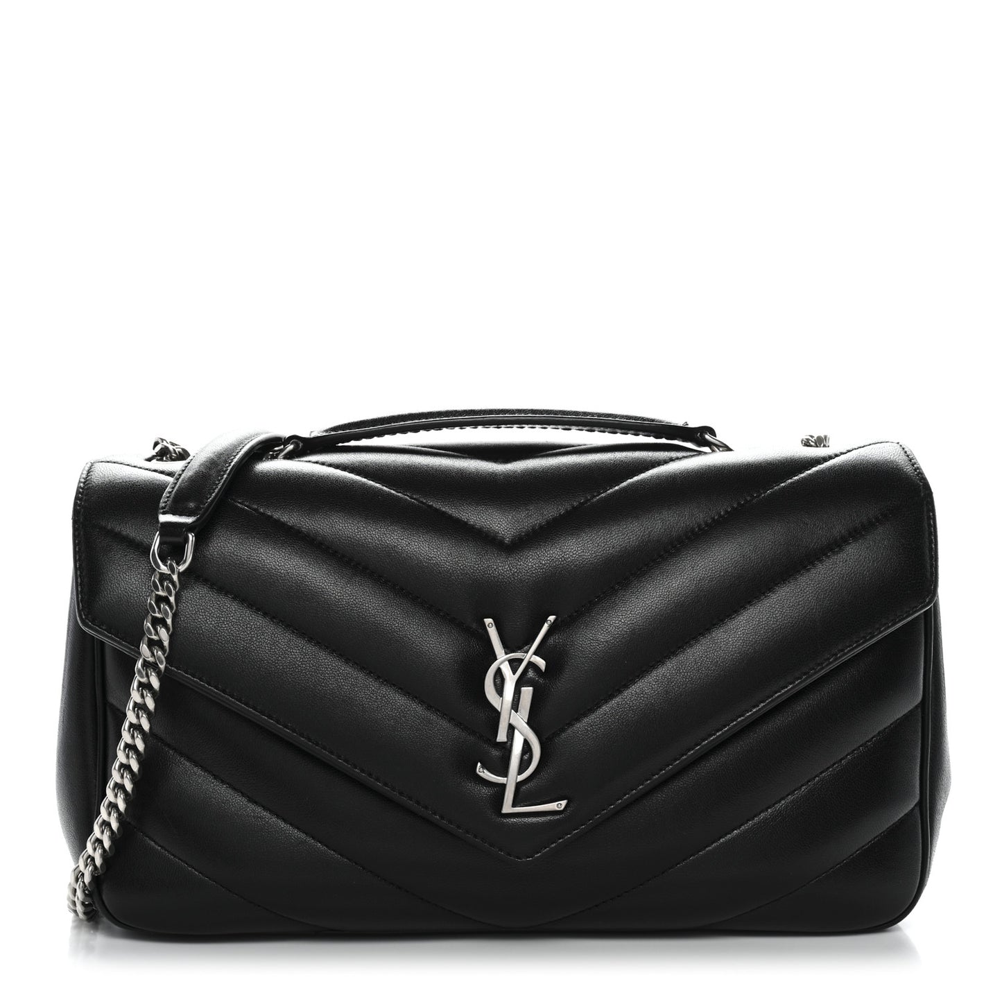 Lambskin Chevron Quilted Medium Loulou Black