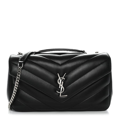 Saint Laurent Lambskin Chevron Quilted Medium Loulou Black 1 of 13