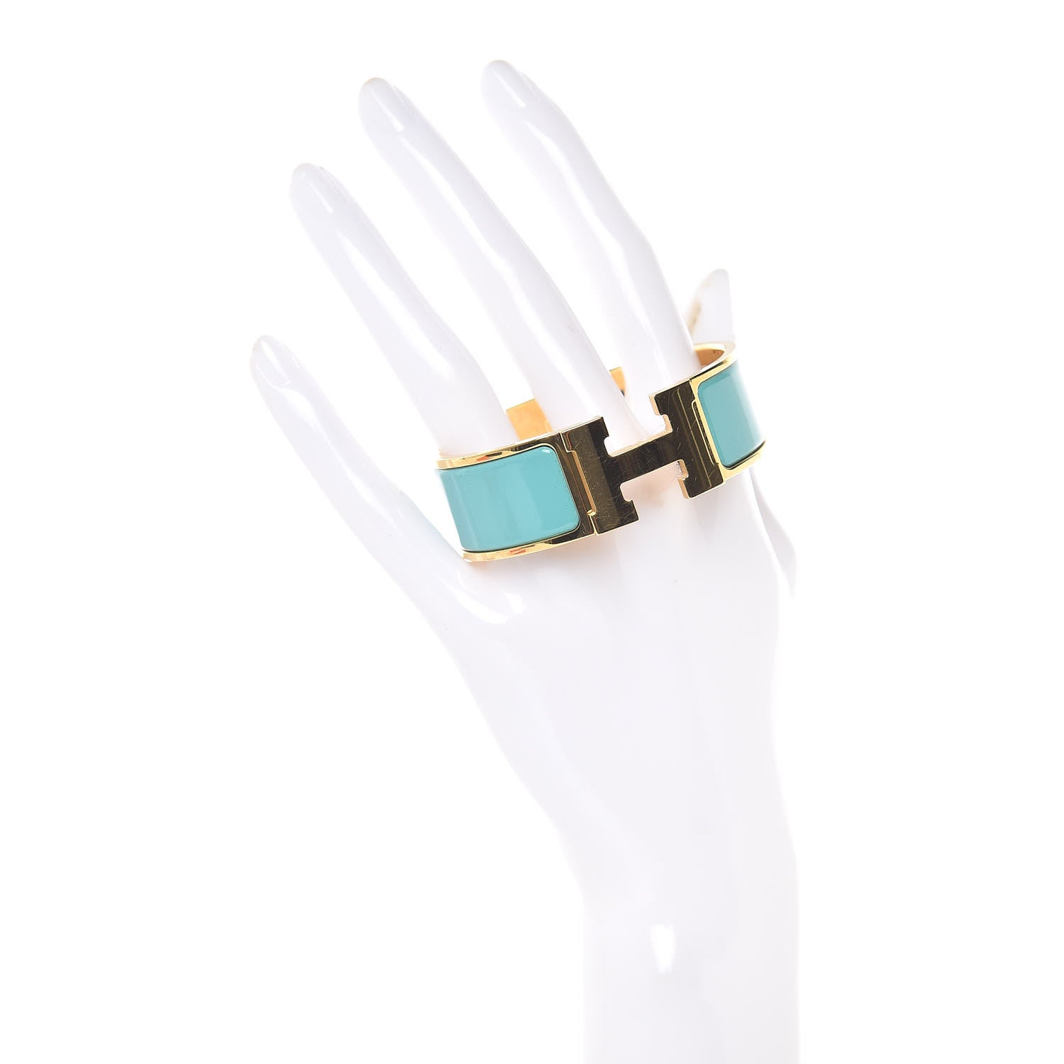 Hermes Enamel Wide Clic Clac H Bracelet PM Bleu Atoll 2 of 8