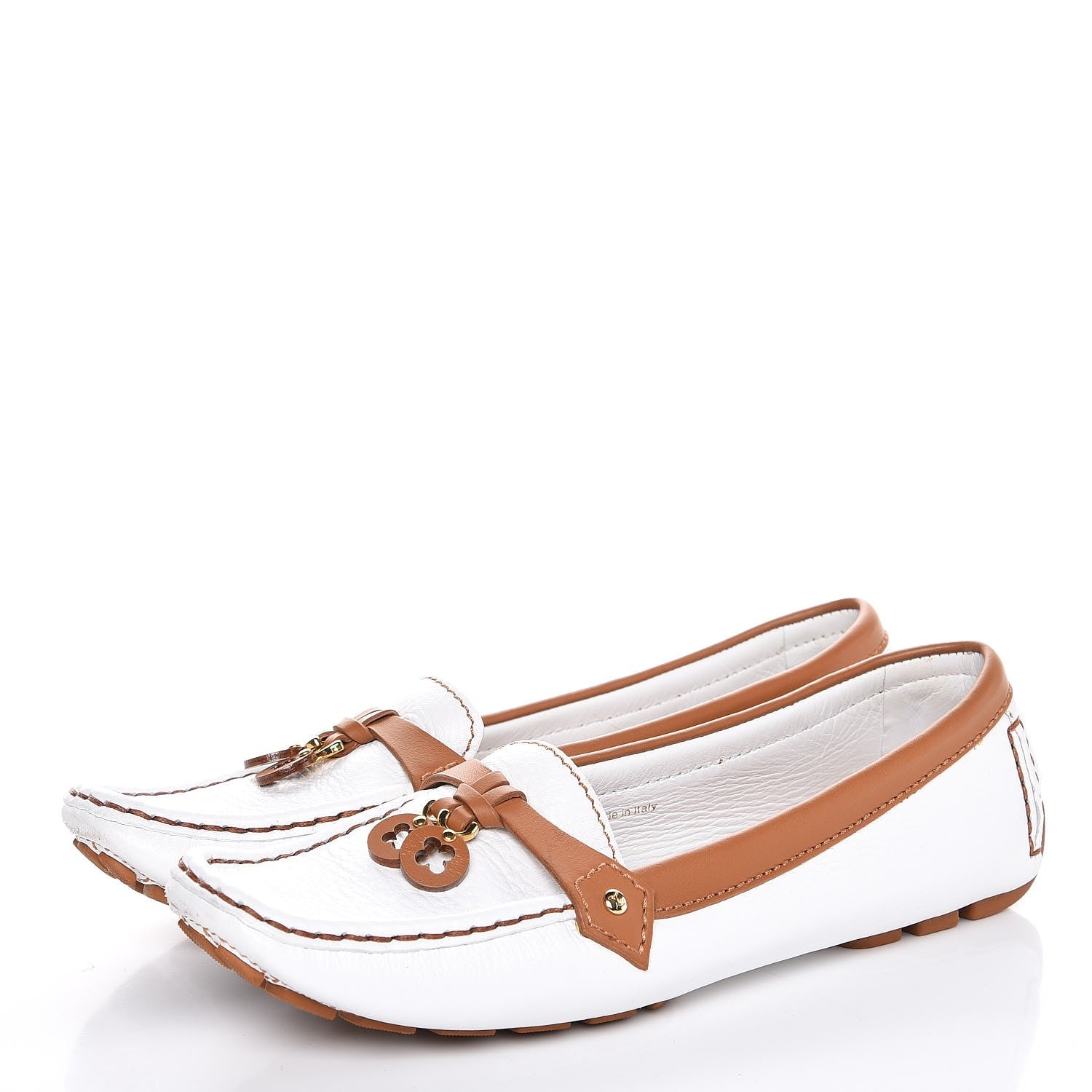 Louis Vuitton Calfskin Fleur Oxford Loafers 40 Cognac White White 2 of 13