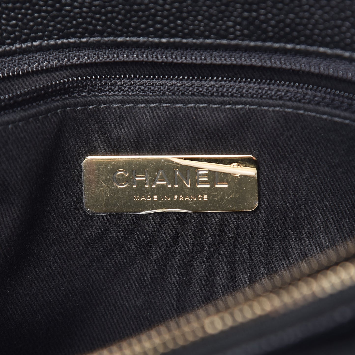 Grained Calfskin Stitched Flap Black