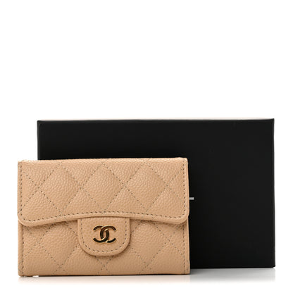 Chanel Caviar Quilted Flap Card Holder Wallet Beige 9 of 9