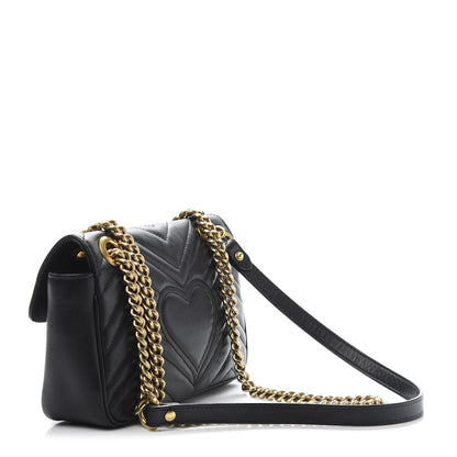 Gucci Calfskin Matelasse Mini GG Marmont Shoulder Bag Black 3 of 15