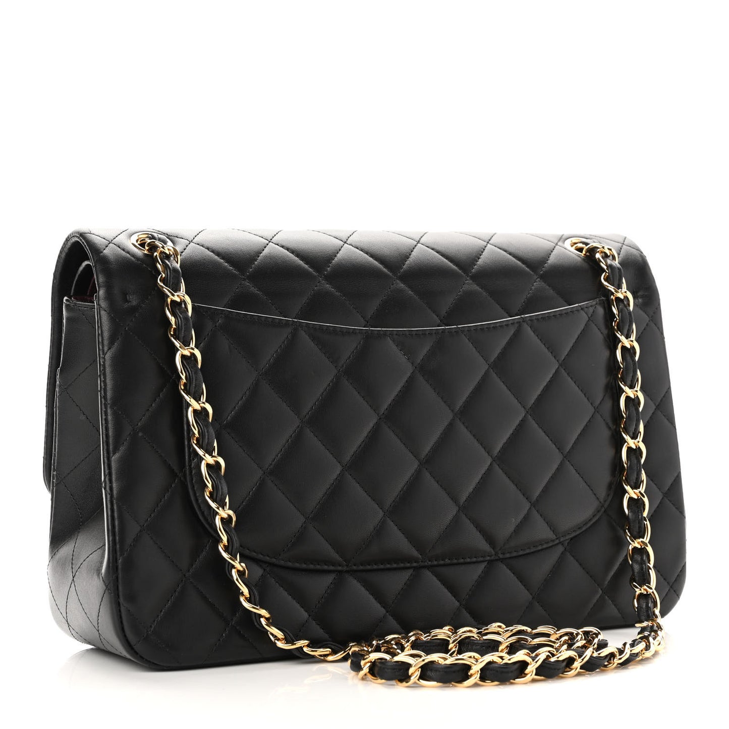 Lambskin Quilted Jumbo Double Flap Black