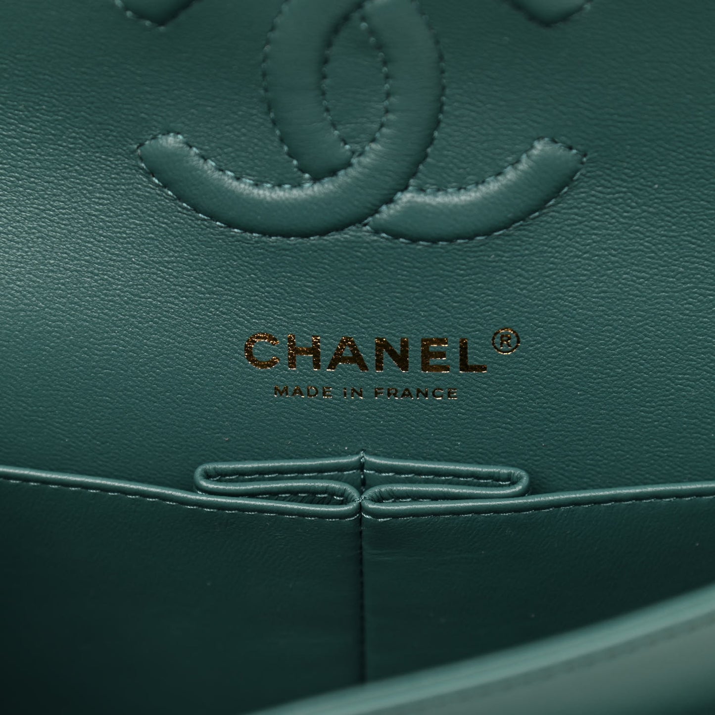 Lambskin Quilted Small Double Flap Green