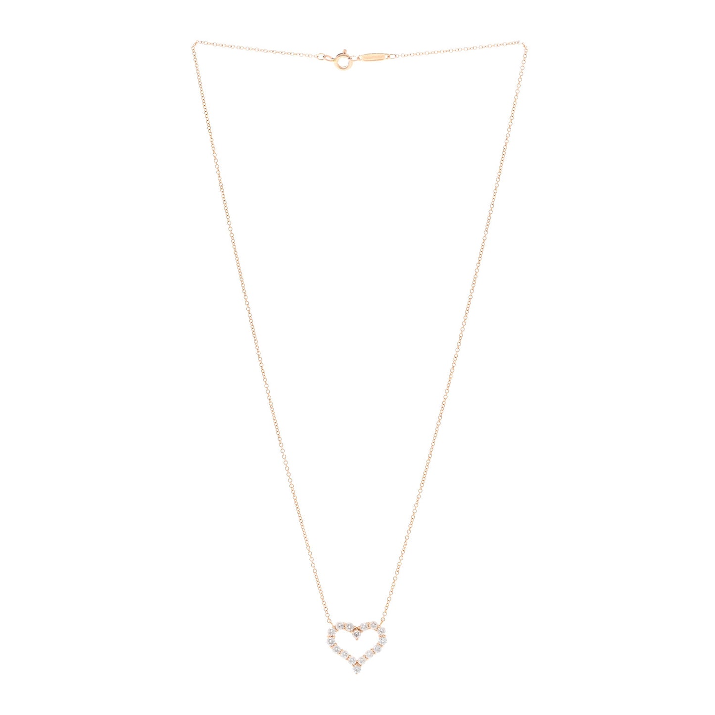 18K Rose Gold Diamond Small Heart Pendant Necklace