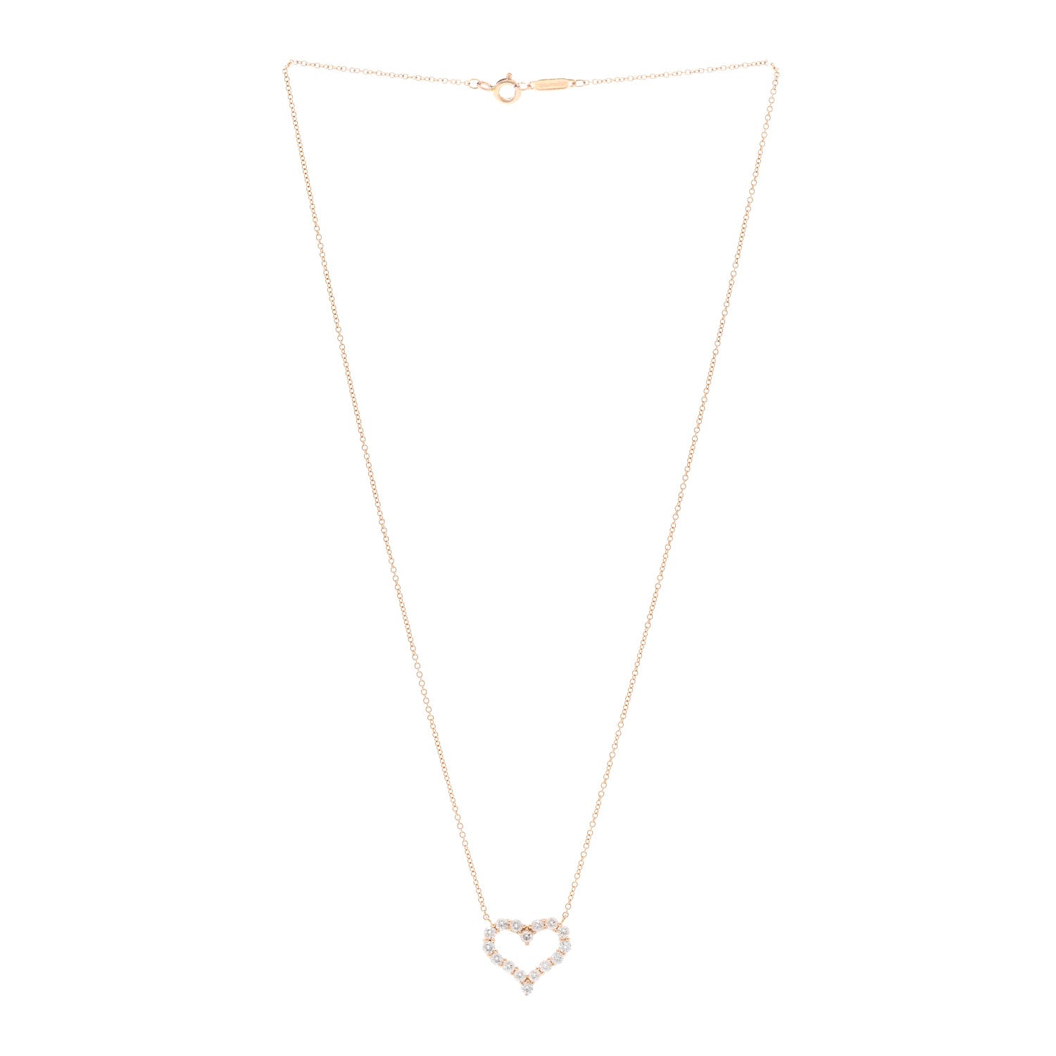 Tiffany 18K Rose Gold Diamond Small Heart Pendant Necklace 3 of 4