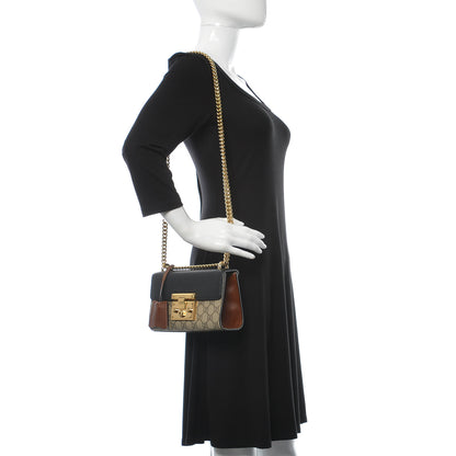 Gucci GG Supreme Monogram Calfskin Small Padlock Shoulder Bag Beige Black Cuir 2 of 15