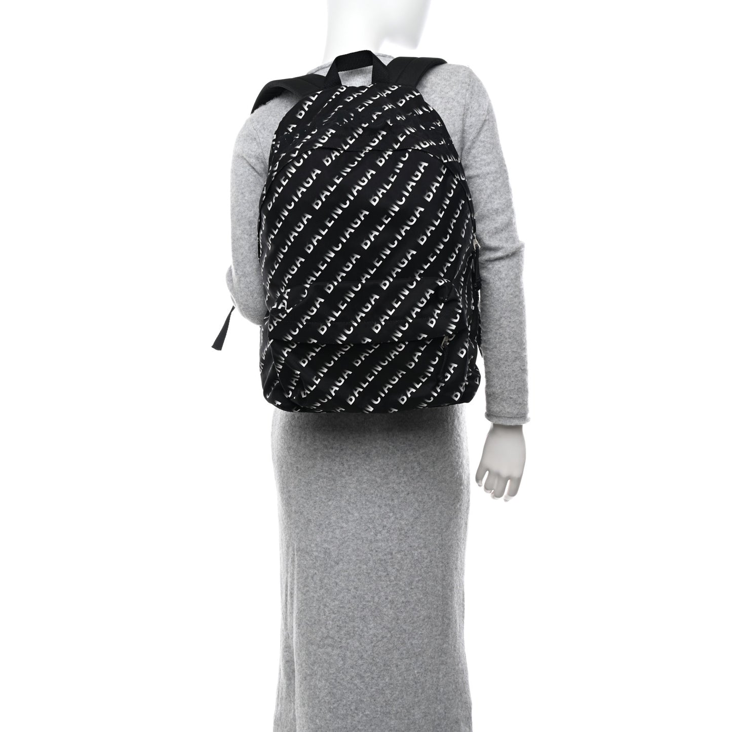 Recycled Sport Nylon Allover Gradient Logo Wheel Backpack Black White
