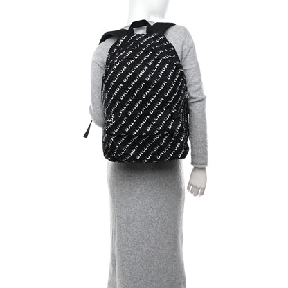 Balenciaga Recycled Sport Nylon Allover Gradient Logo Wheel Backpack Black White 2 of 9