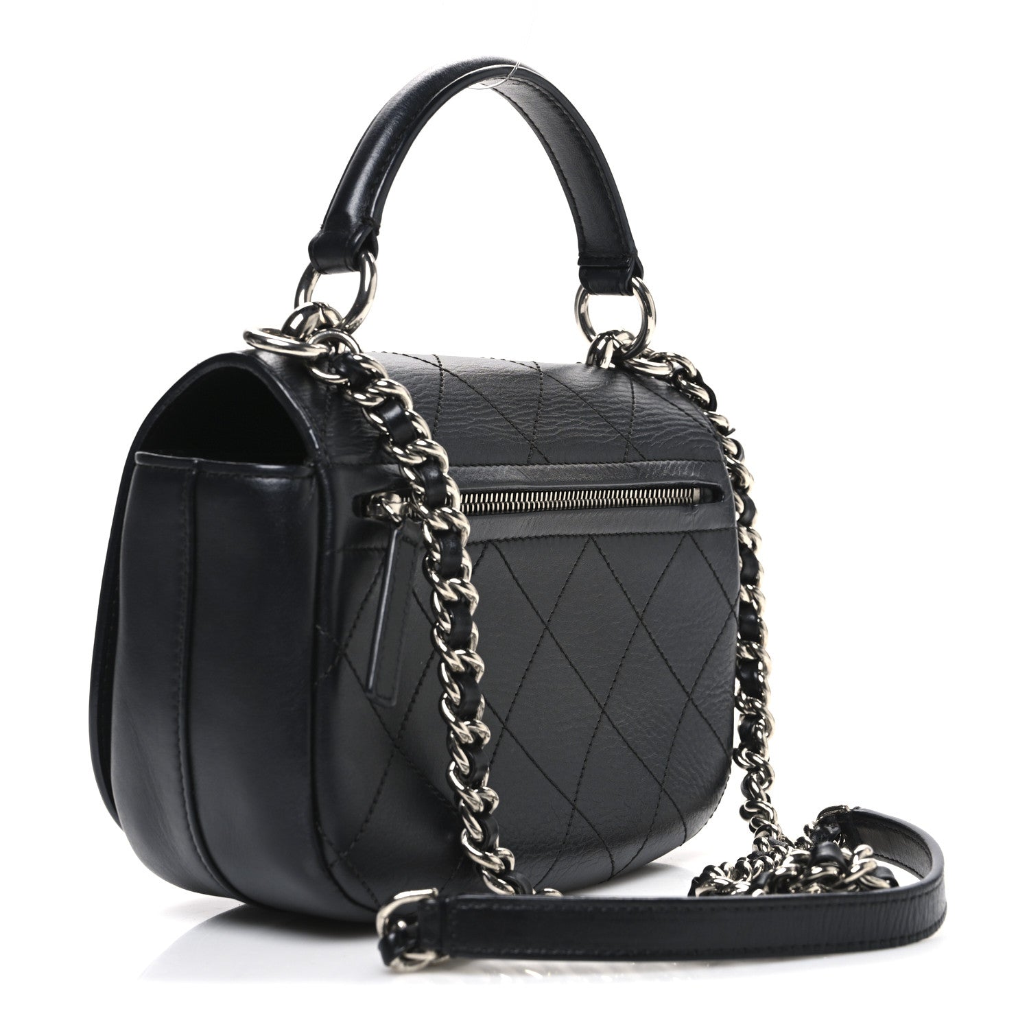 Chanel Calfskin Stitched Small Ring My Bag Flap Crossbody Bag Black 3 of 10