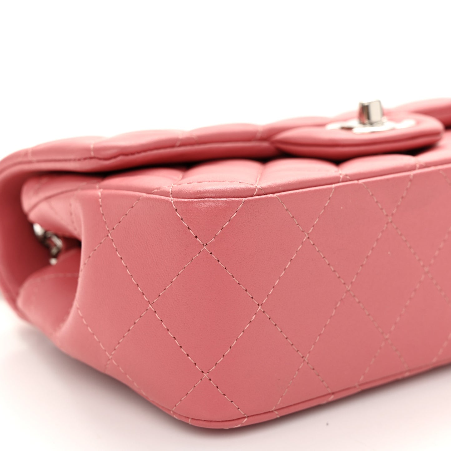 Lambskin Quilted Mini Rectangular Flap Pink