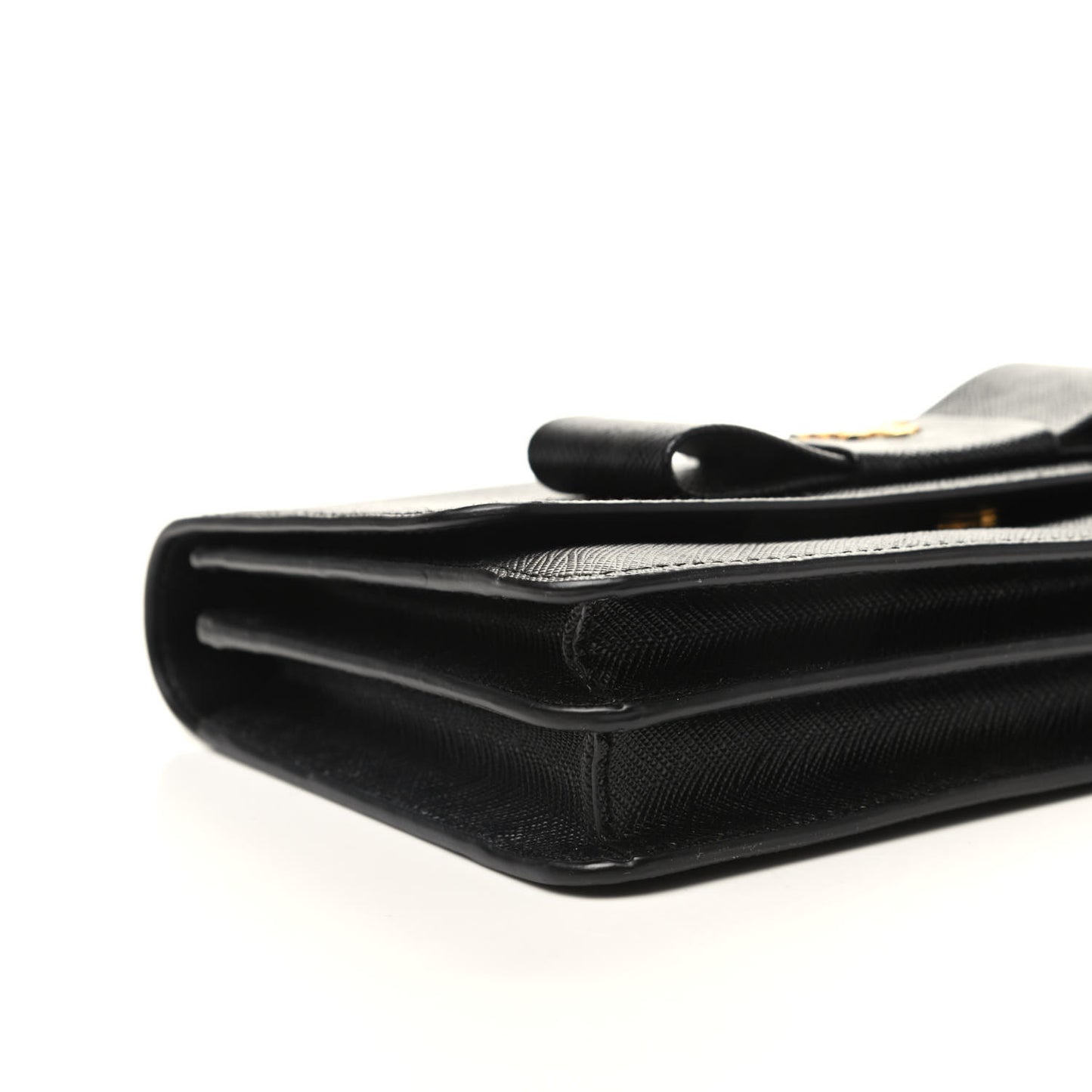Saffiano Bow Flap Wallet Black
