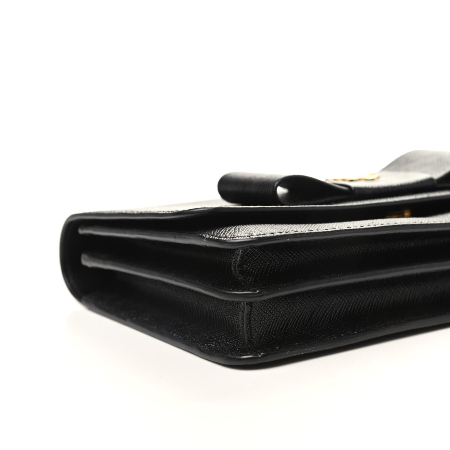 Prada Saffiano Bow Flap Wallet Black 7 of 8