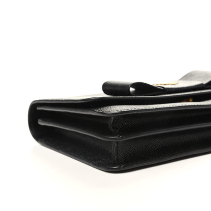 Prada Saffiano Bow Flap Wallet Black 7 of 8