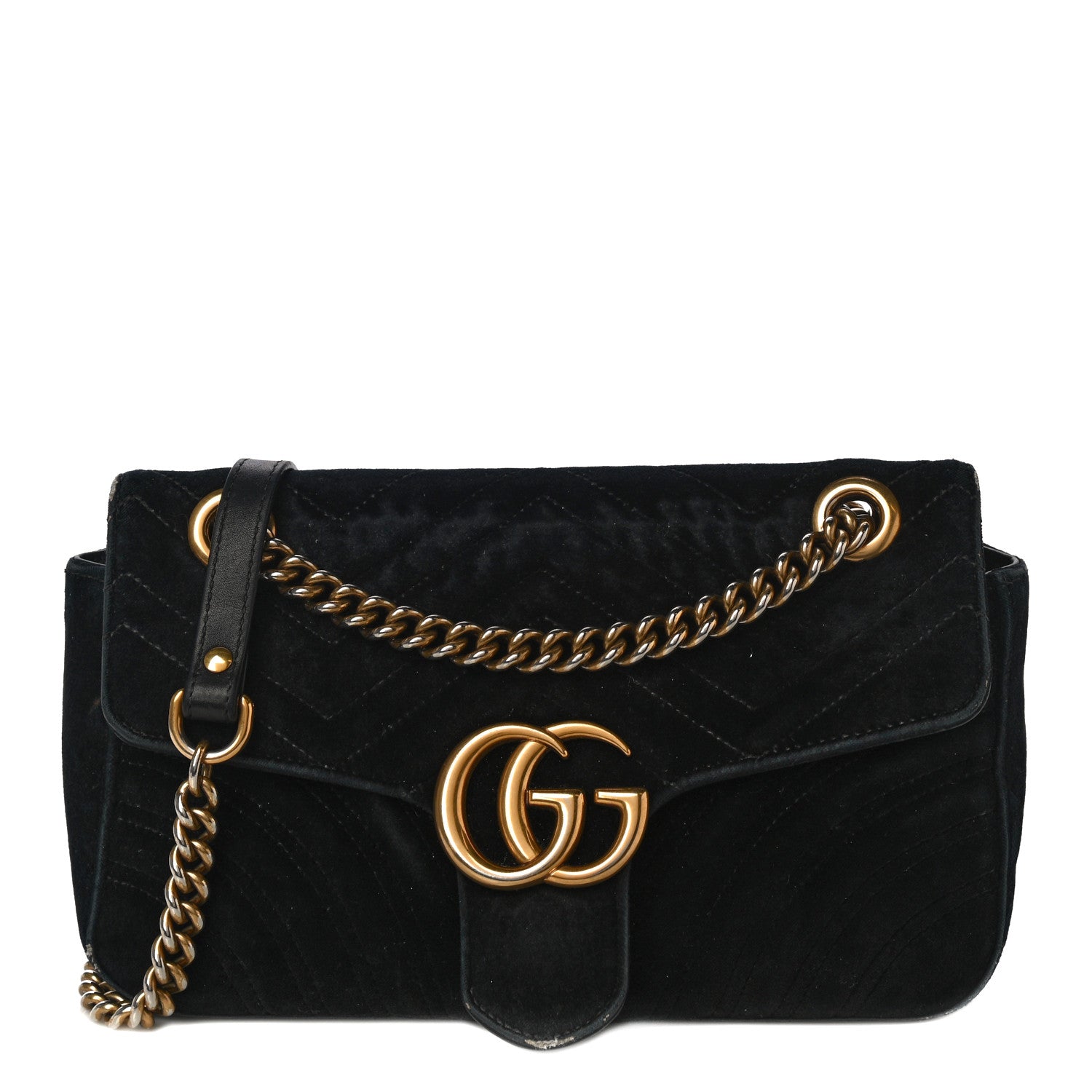 Gucci Velvet Matelasse Small GG Marmont Shoulder Bag Black 1 of 22