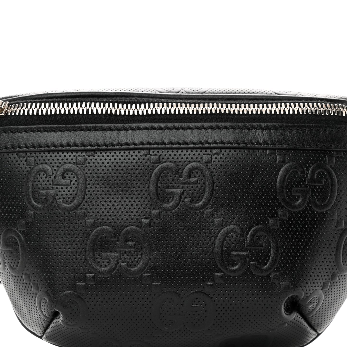 Calfskin GG Tennis Embossed Belt Bag Black