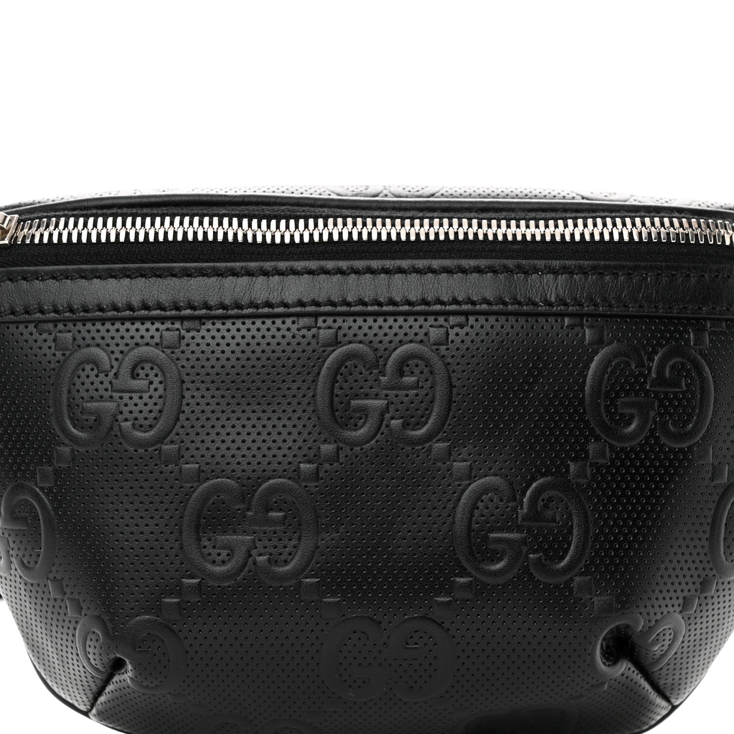 Gucci Calfskin GG Tennis Embossed Belt Bag Black 8 of 11