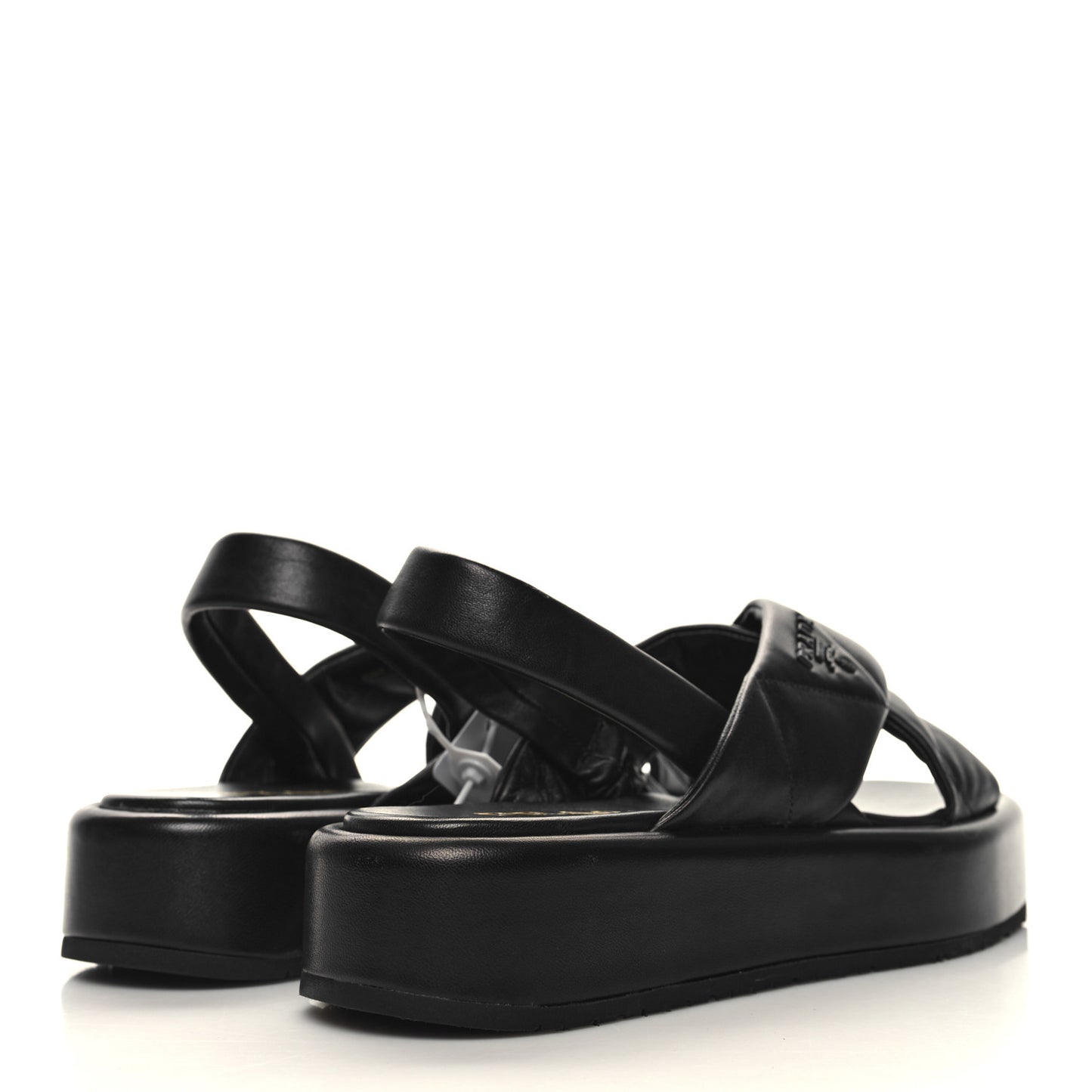 Nappa Quilted Padded Sporty Platform Slingback Sandals 37.5 Black