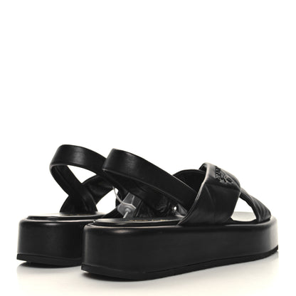 Prada Nappa Quilted Padded Sporty Platform Slingback Sandals 37.5 Black 4 of 8