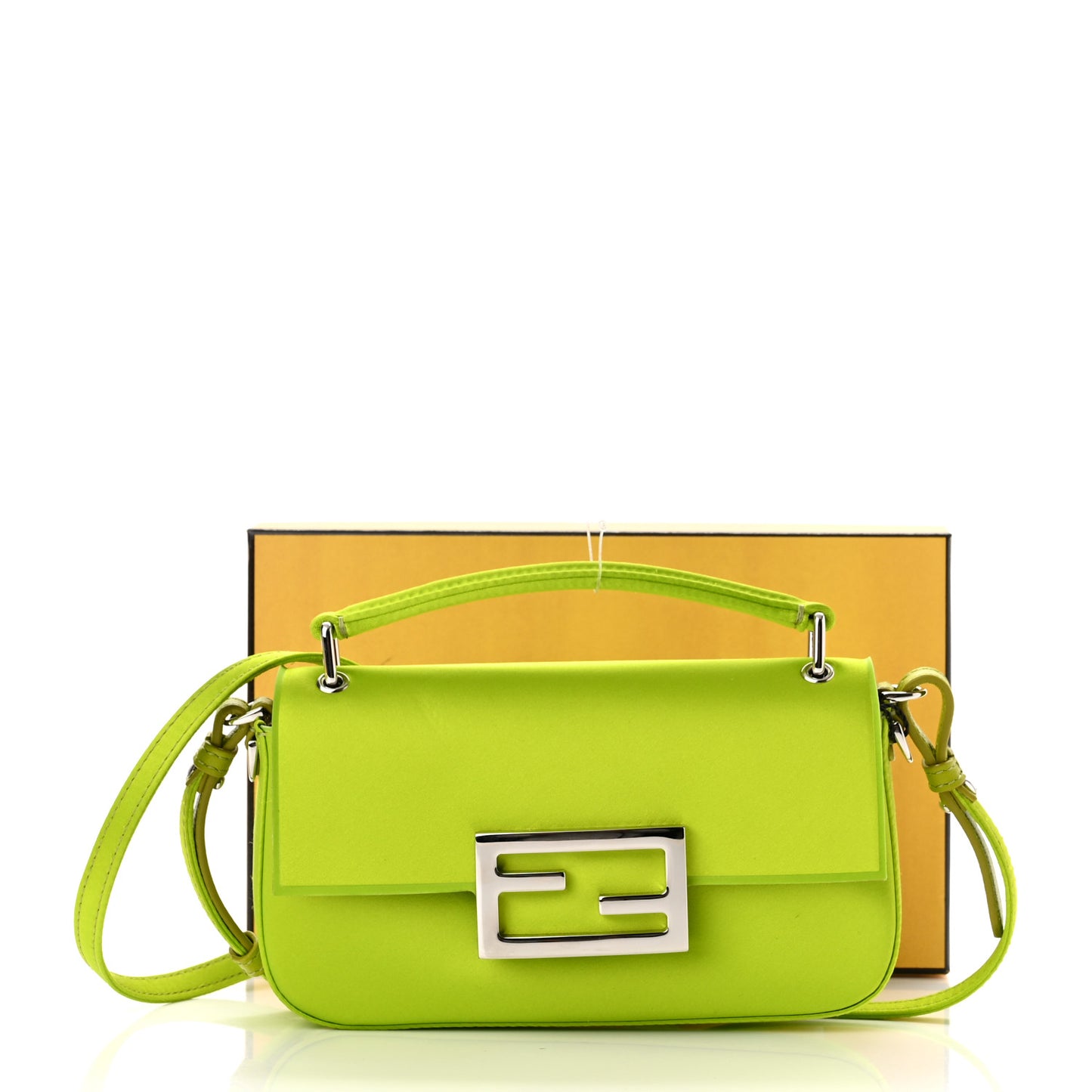 Silk Satin Phone Baguette Wasabi