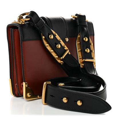 Prada City Calfskin Saffiano Cahier Bag Cotto Black 3 of 9