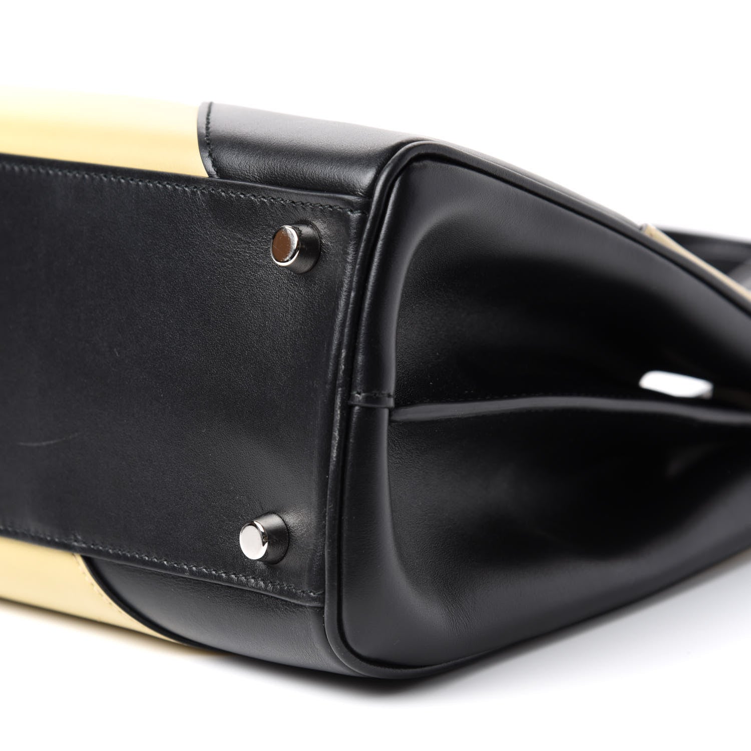 Gucci Smooth Calfskin Diagonal Striped Small Zumi Top Handle Bag Black Beige 9 of 10