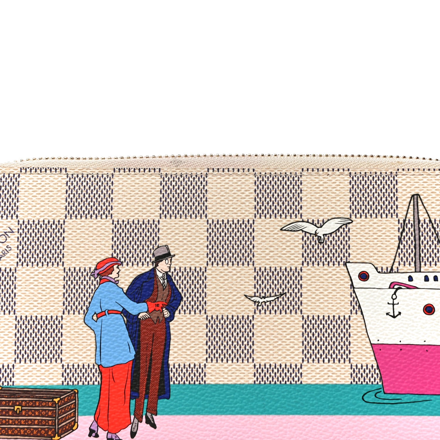 Louis Vuitton Damier Azur 2016 Christmas Animation Zippy Wallet Rose Ballerine 7 of 13