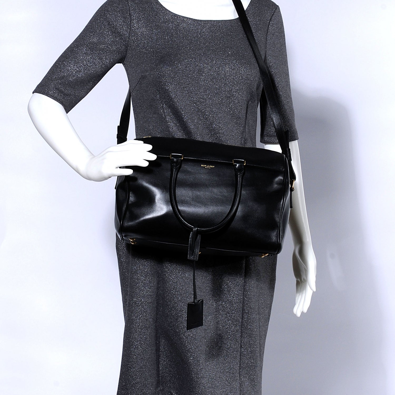 Saint Laurent Leather Classic Duffle 6 Bag Black 2 of 10