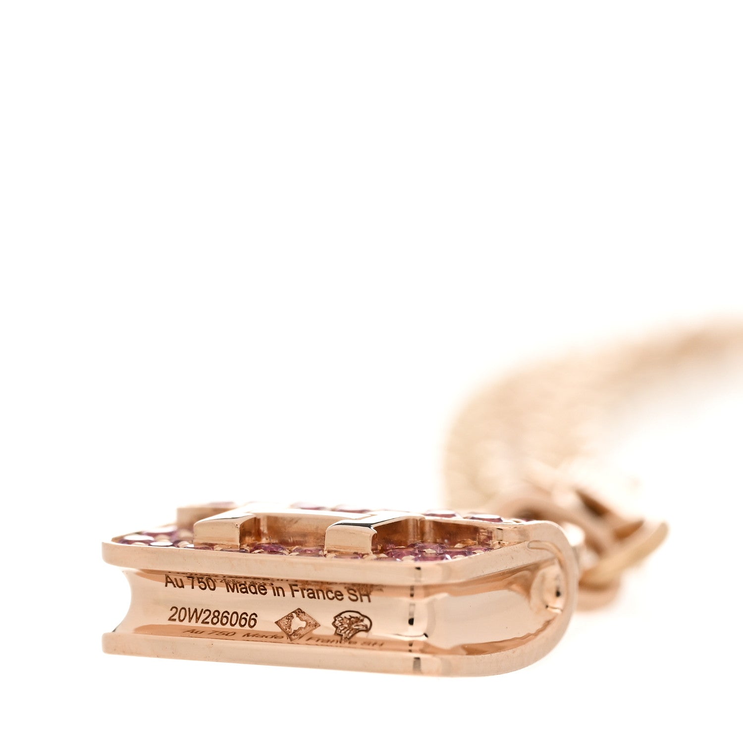 Hermes 18K Rose Gold Pink Sapphire Constance Amulettes Bracelet SH 4 of 5