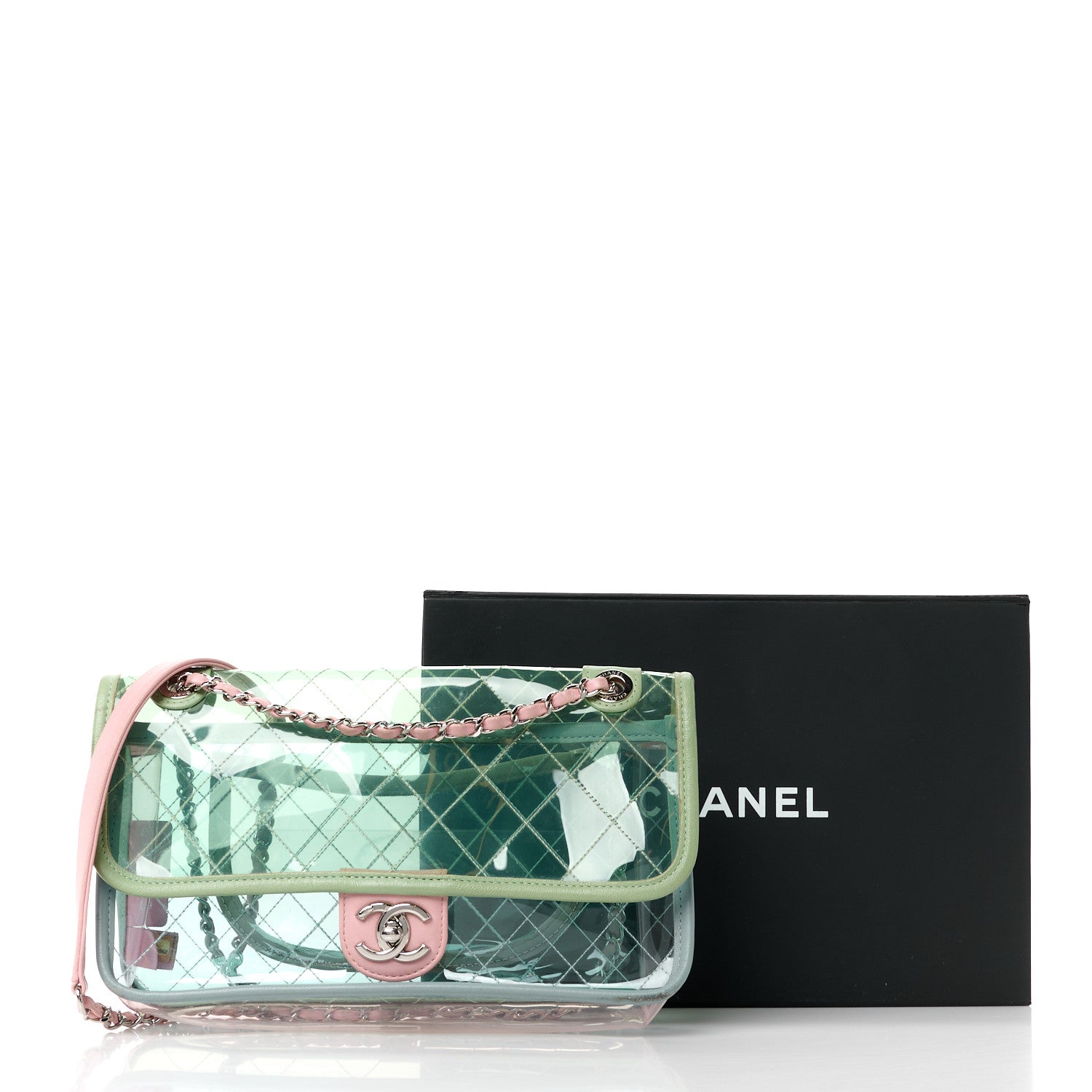 Chanel Lambskin PVC Quilted Mini Coco Splash Flap Blue Green 17 of 17