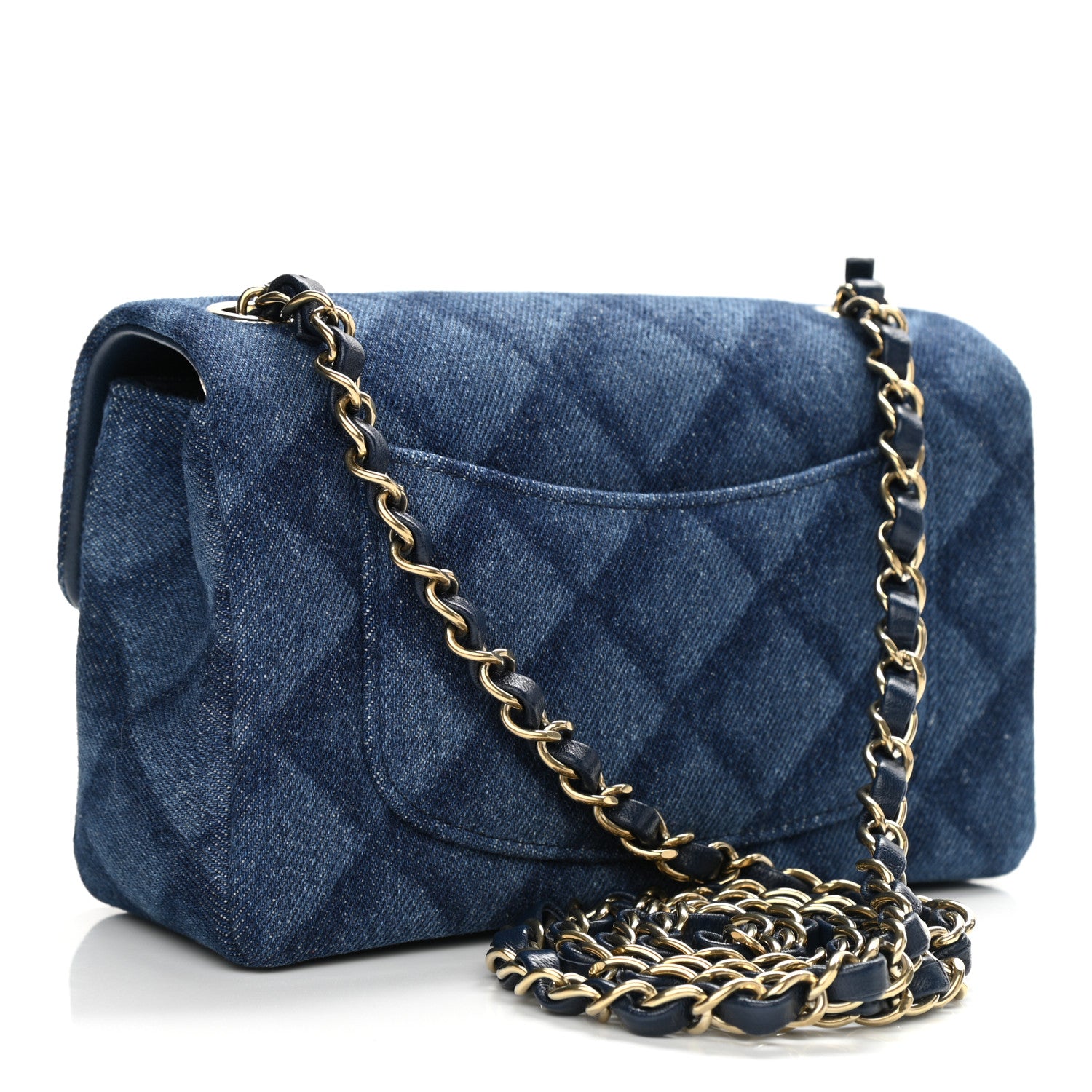 Chanel Printed Denim Quilted Mini Rectangular Flap Dark Blue 2 of 10