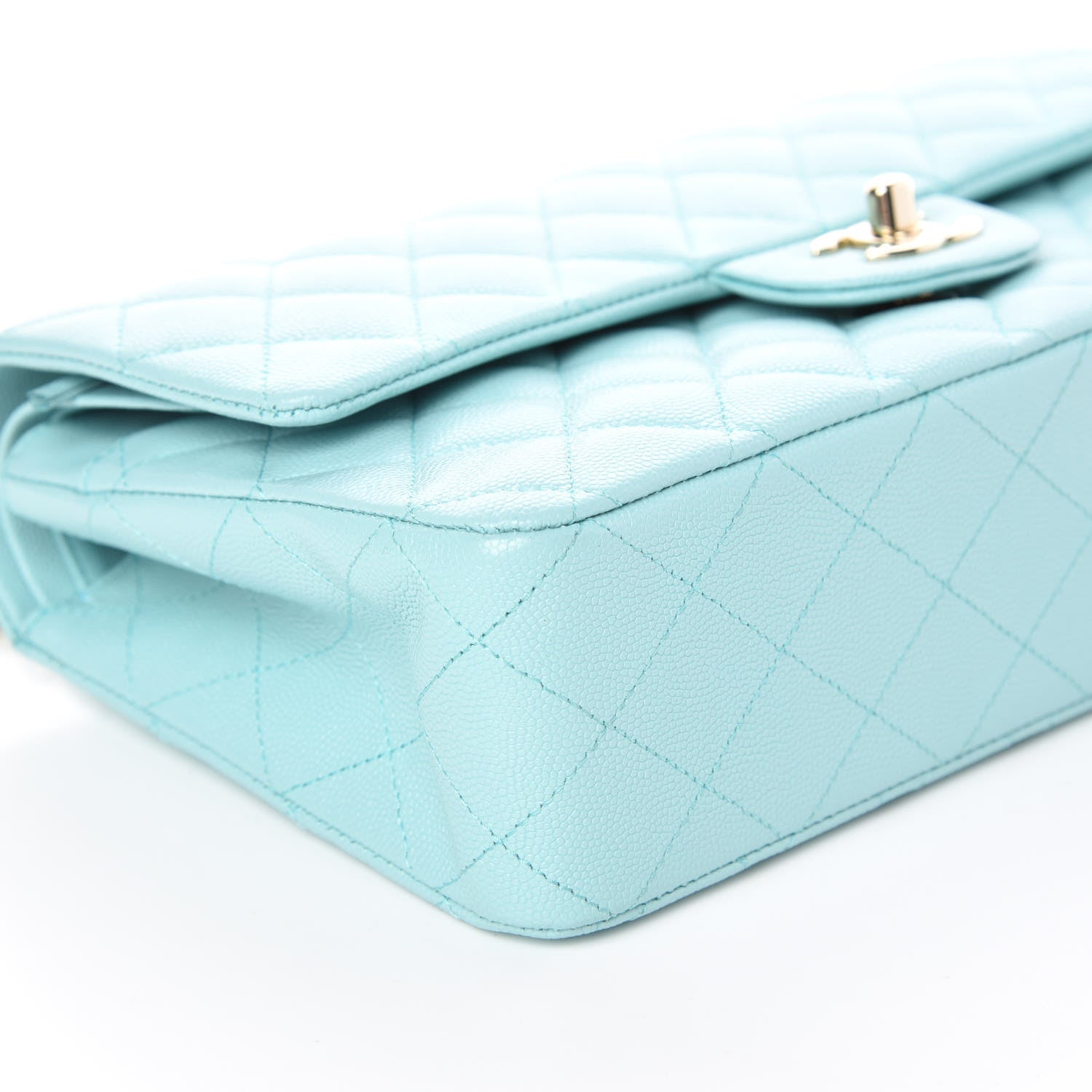 Chanel Caviar Quilted Medium Double Flap Light Blue 8 of 10