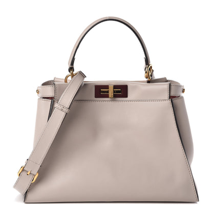 Fendi Vitello Seta Shiny Nappa Medium Peekaboo Iconic Satchel Grigio Polvere Bois de Rose 1 of 10