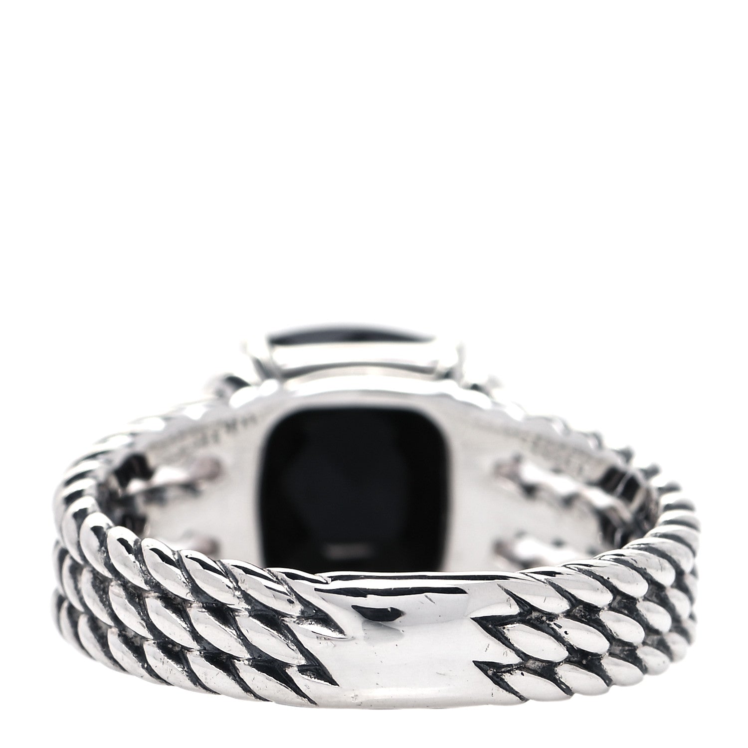 David Yurman Sterling Silver Diamond Black Onyx 10mm Petite Wheaton Ring 54 6.75 3 of 4